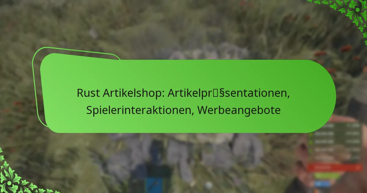 Rust Artikelshop: Artikelpräsentationen, Spielerinteraktionen, Werbeangebote