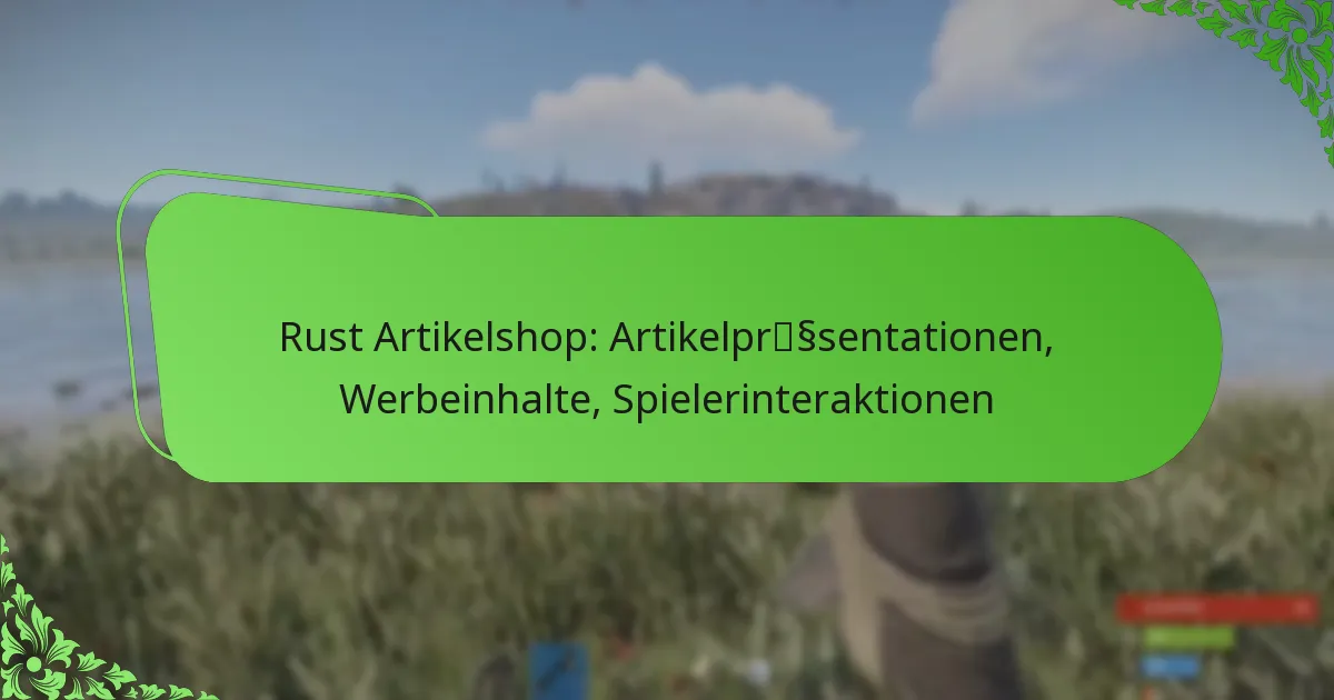 Rust Artikelshop: Artikelpräsentationen, Werbeinhalte, Spielerinteraktionen