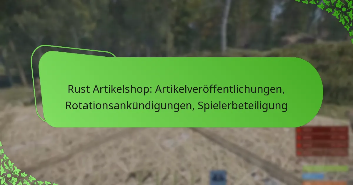 Rust Artikelshop: Artikelveröffentlichungen, Rotationsankündigungen, Spielerbeteiligung