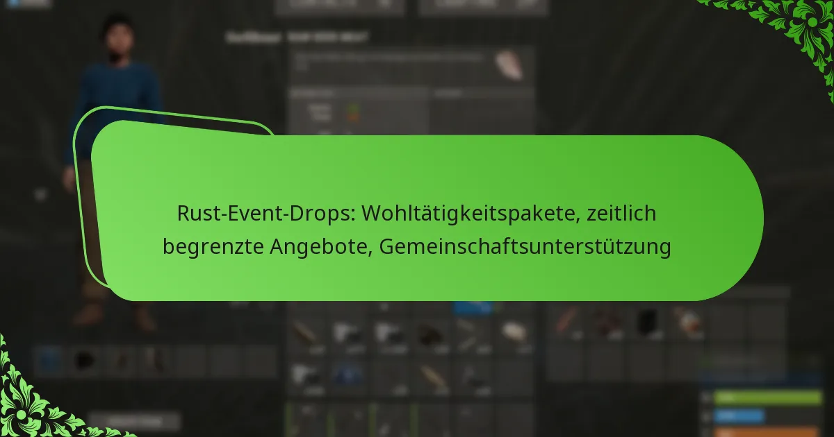 Rust-Event-Drops: Wohltätigkeitspakete, zeitlich begrenzte Angebote, Gemeinschaftsunterstützung