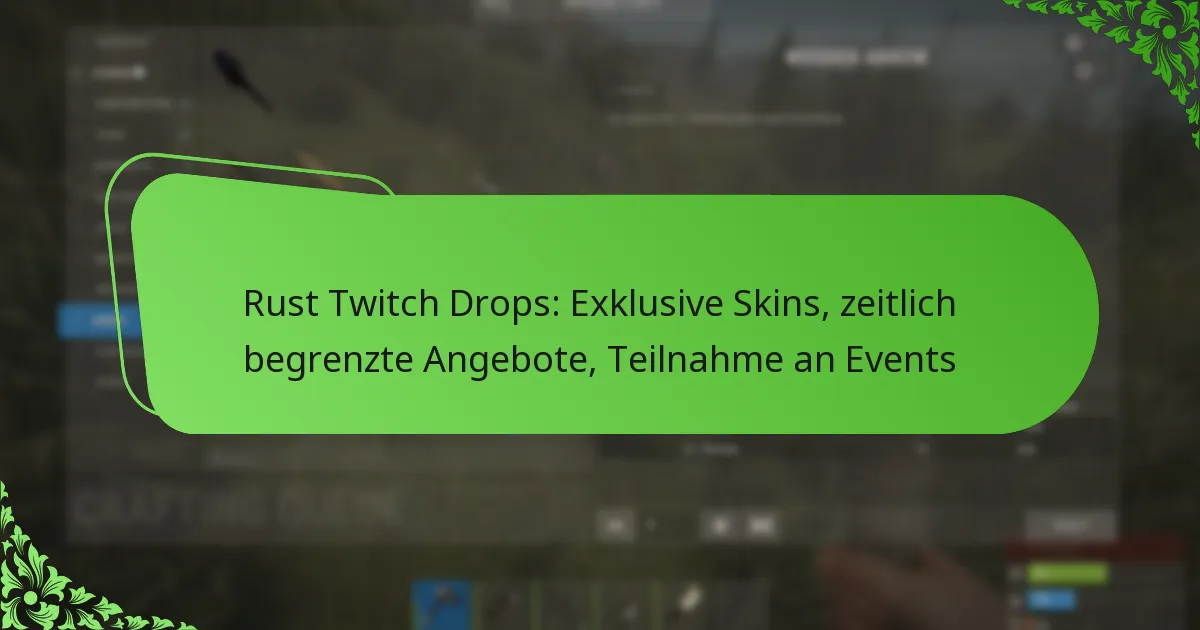 Rust Twitch Drops: Exklusive Skins, zeitlich begrenzte Angebote, Teilnahme an Events