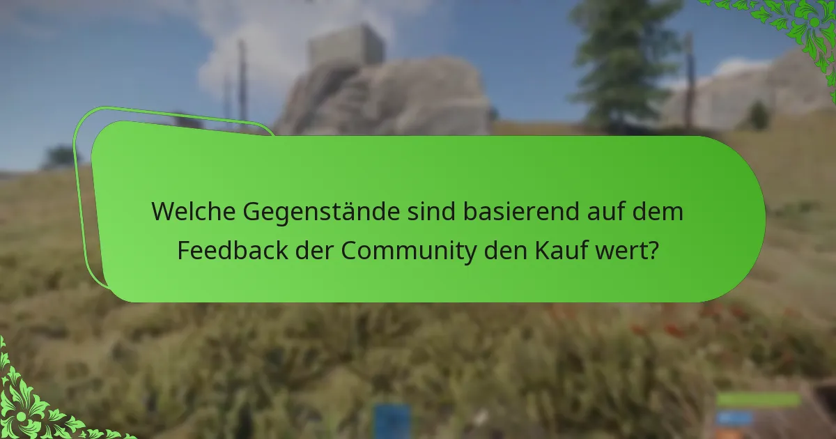 Welche Gegenstände sind basierend auf dem Feedback der Community den Kauf wert?